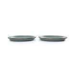 Mint Coloured Enamel Dinner Plates Side-by-side
