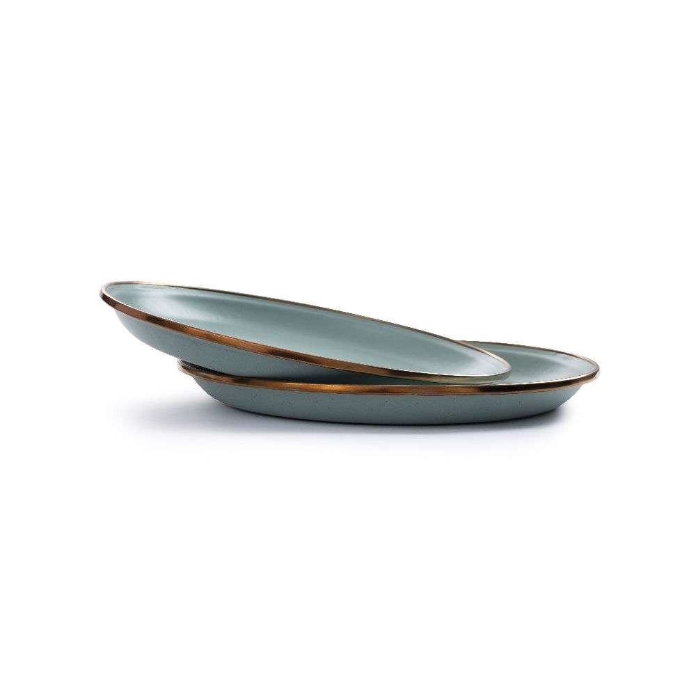 Mint Coloured Enamel Dinner Plates 7 Mint Coloured Enamel Dinner Plates